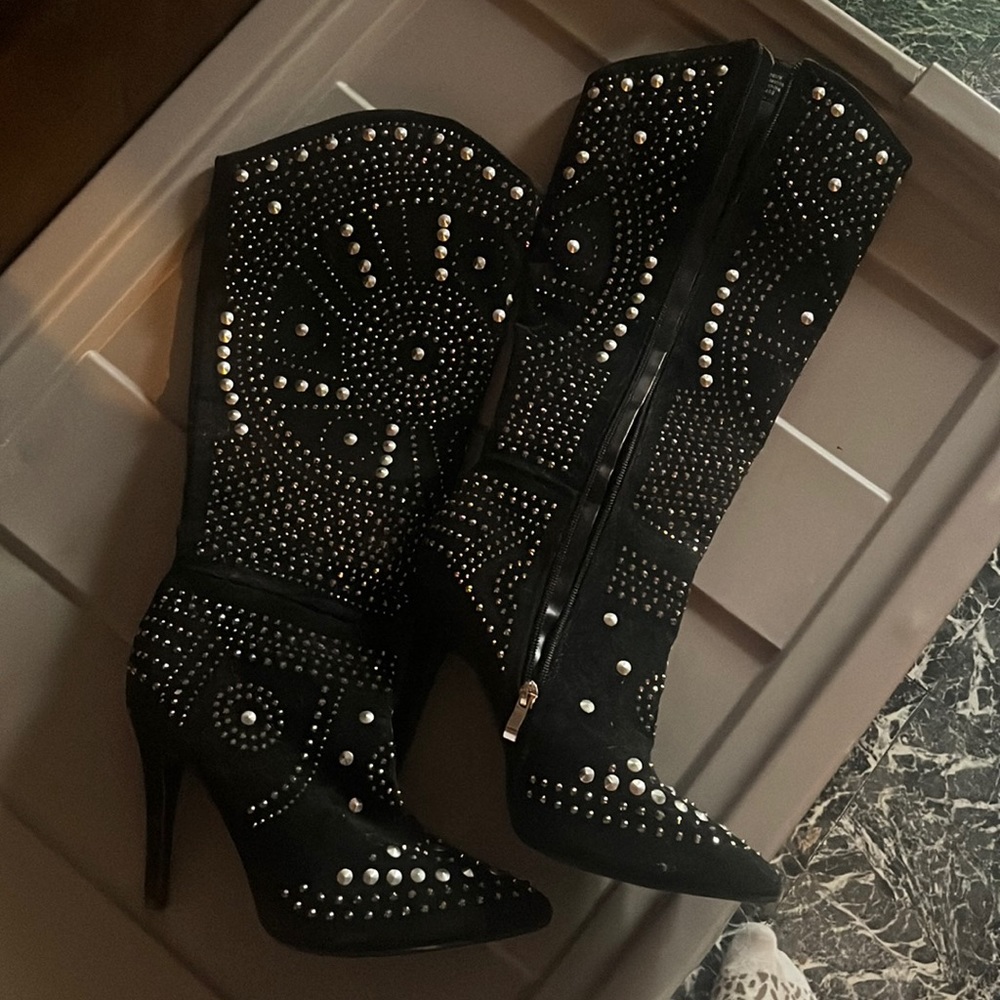 Black studded boots